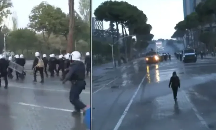 Hidhet gaz lotsjellës te Kryeministria, policia fillon përndjekjen e të rinjve në rrugët e Tiranës