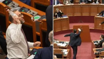 Hodhën shishe uji e vezë drejt Ramës, përjashtohen me 60 ditë nga Kuvendi Bardhi dhe Balliu