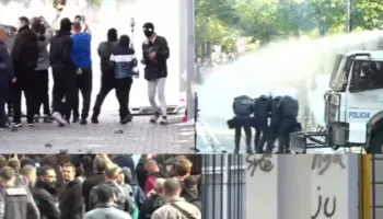 Kaos tek Ministria e Arsimit/ Studentët shkulin kangjellat dhe thyejnë xhamat. Policia nis shoqërimet me dhunë