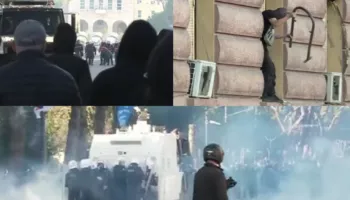 LIVE/ Trazira te Kryeministria, i riu godet me hekur dritaren e Kryesisë së Kuvendit