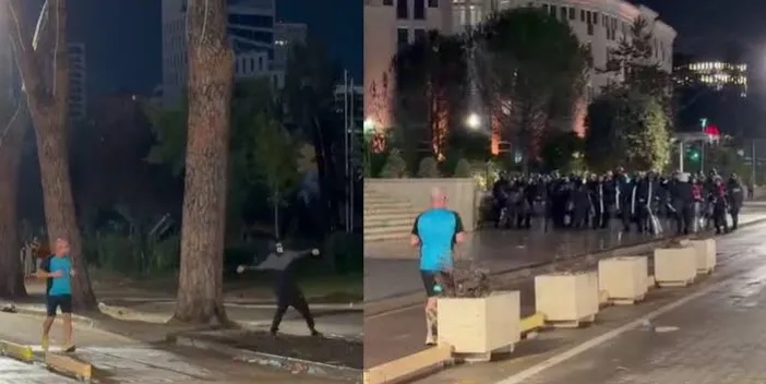 Ndodh çudia në Bulevard, qytetari bën vrapimin e mbrëmjes para Kryeministrisë, i pafrikësuar nga gurët dhe molotovët! (VIDEO)