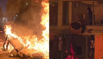 Pamjet ekskluzive/ Studentët djegin filialin e “fajdexhinjve” të IuteCredit, “fluturojnë” orenditë te zjarret në rrugë (VIDEO)