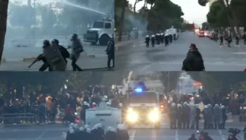Pas valleve rinisin trazirat në Tiranë, Policia i mbyt me gaz lotsjellës sapo u hodhën gurë mbi ta