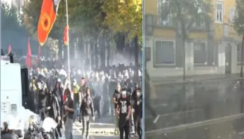 Përshkallëzohet revolta para Ministrisë së Arsimit, të rinjtë hedhin gurë, policia përgjigjet me ujë dhe gaz lotsjellës