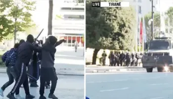 Policia hedh gaz lotsjellës në drejtim të protestuesve te Kryeministria, studentët rezistojnë