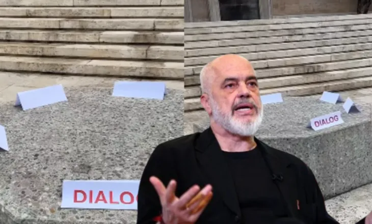 Protestuesit i dogjën ‘karriget e dialogut’, Rama ‘shtron’ sofrën e gurtë para Kryeministrisë (VIDEO)