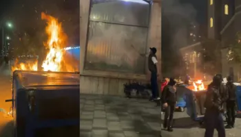 Protestuesit thyejnë një bankë te “Vasil Shanto” dhe ngrenë barrikada në rrugë