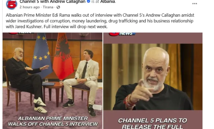 Rama ndërpret bisedën me gazetarin amerikan, ”Channel 5” zbulon detajet