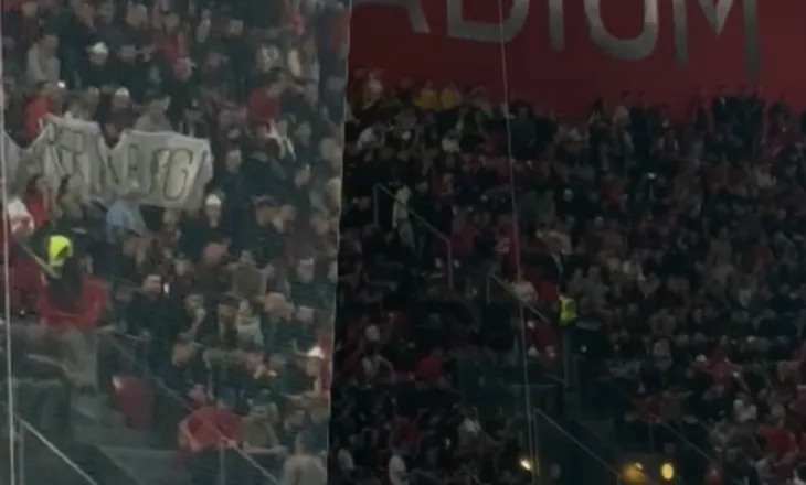 “Rama në burg, Berisha në burg”/ Banderola gjigante shfaqet në ‘Air Albania’, ndërhyn polici (VIDEO)