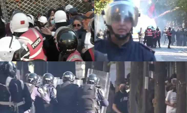 Rikthehen trazirat, gurë dhe gaz në qendër të Tiranës. Nis aksioni këmba-këmbës polici-protestes