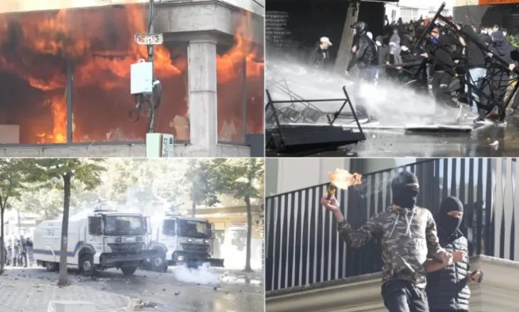 Rriten tensionet, Policia tenton t’i shpërndajë me gaz dhe topa uji, protestuesit i sulmojnë me gurë e sende të forta! Një i arrestuar (FOTO)