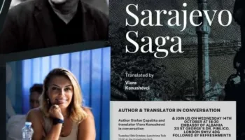 “Sarajevo Saga” e Stefan Çapalikut, e përkthyer nga Vlora Konushevci, promovohet në dy aktivitete në Londër