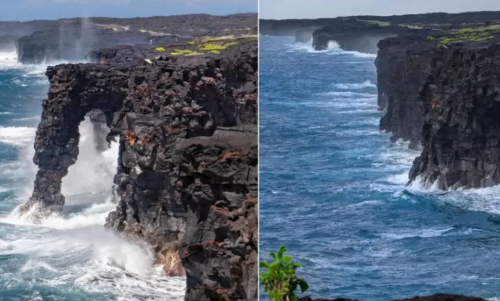 Shembet harku i famshëm i Hawaiit, monumenti natyror 27 metra i lartë përfundon në Oqeanin Paqësor