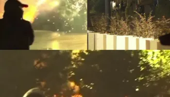 Sheshi ”Skënderbej” arenë trazirash/ Protestuesit me molotov, policia hedh gaz lotsjellës