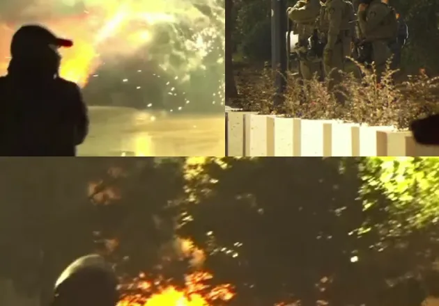 Sheshi ”Skënderbej” arenë trazirash/ Protestuesit me molotov, policia hedh gaz lotsjellës