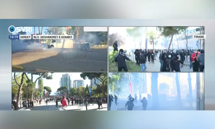 ‘Skenë lufte’ para kryeministrisë: Studentët nuk tërhiqen, policia hedh gaz masiv