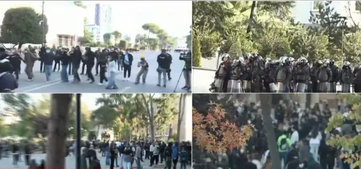 Studentët këngë e valle me daulle në bulevard, në krah mblidhen gurë për tjetër sulm ndaj Policisë!