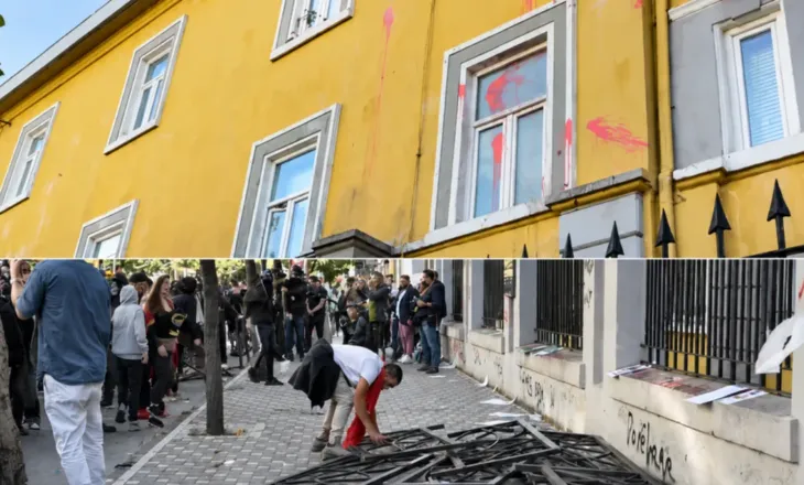 STUDENTËT në protestë: Thyejnë me gurë xhamat e Ministrisë së Arsimit, vezë e letra higjenike drejt godinës