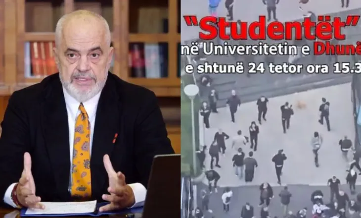 “Studentët në Universitetin e Dhunës”, Rama nxjerr pamjet e protestuesve me maska në selinë e PD (VIDEO)