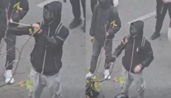 “Studenti” qëllon me llastiqe me zara mbi policinë, Balla nxjerr videon nga protesta: Ky është krim