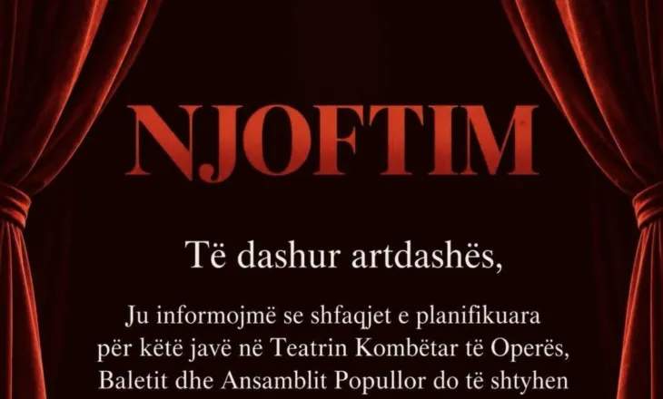 Teatri Kombëtar i Operës e Baletit shtyn aktivitetet