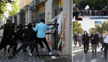Tensione para Ministrisë së Arsimit, protestuesit shkulin kangjellat, hedhin molotovë e gurë