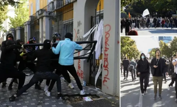 Tensione para Ministrisë së Arsimit, protestuesit shkulin kangjellat, hedhin molotovë e gurë