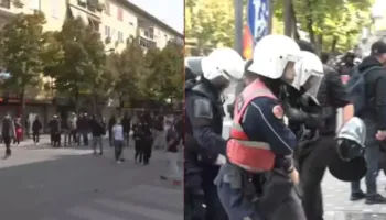 Tensione te ministria e Arsimit, Policia hedh gazlotsjellës për të shpërndarë studentët! Shoqërohen disa persona
