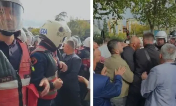 Tensionohet situata në protestën para Kuvendit, kryebashkiaku i Memaliajt përplaset me policinë (VIDEO)