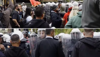 Tetë të shoqëruar për dhunë ndaj efektivëve, Policia reagon zyrtarisht për protestën para Kuvendit: Vezë, domate, gurë…