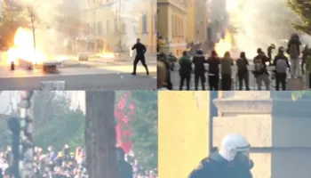Vatra zjarri në disa Ministri, policia me plumba gome kurse protestuesit hedhin gurë