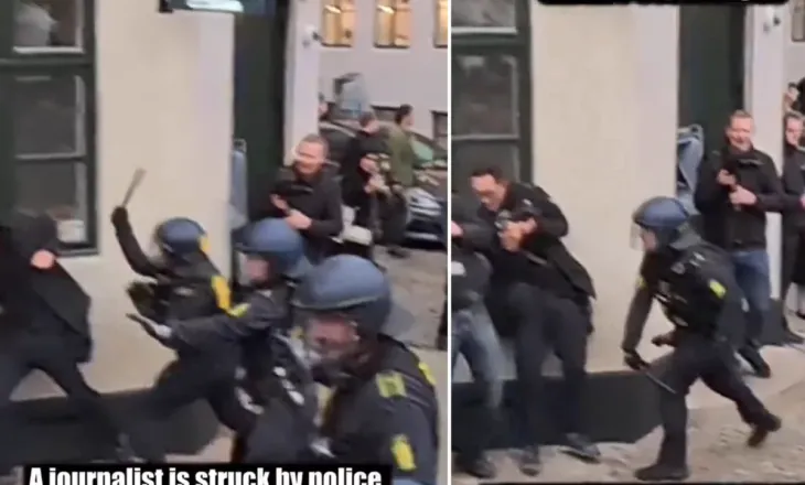 VIDEO / “Çmendet” policia daneze, bashkë me protestuesit godet edhe gazetarët