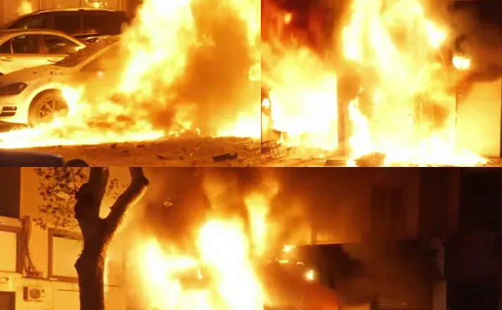 VIDEO/ Gjykata e Lartë në flakë. Digjet biznesi aty pranë dhe një makinë, situata kritike për zonën
