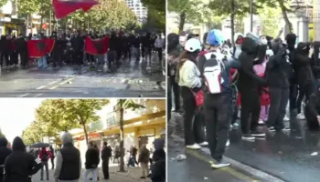 VIDEO/ Kaos tek Ministria e Arsimit, vajzat thirrje që të ndalen goditjet. Kundërpërgjigjet Policia