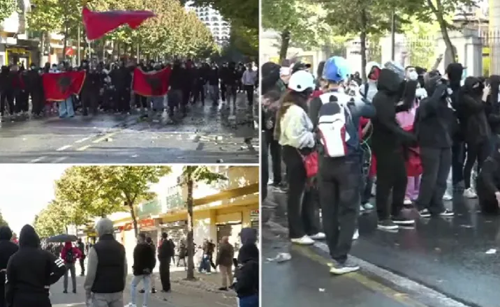 VIDEO/ Kaos tek Ministria e Arsimit, vajzat thirrje që të ndalen goditjet. Kundërpërgjigjet Policia