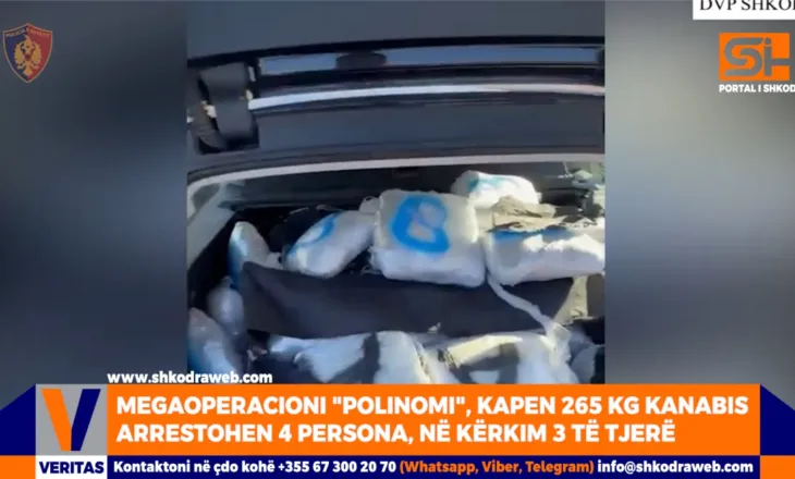VIDEO – Megaoperacioni “Polinomi”, kapen 265 kg kanabis, arrestohen 4 persona, 3 shpallen në kërkim