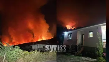 VIDEO/ Përkeqësohet situata e zjarreve në Peqin, flakët e mëdha afrohen pranë banesave