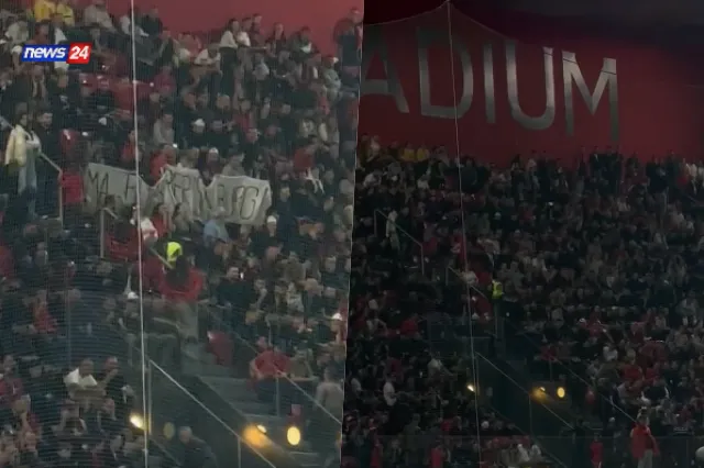 VIDEO/ “Rama në burg, Berisha në burg”, protestohet në stadiumin kombëtar, policia afrohet për të marrë banderolën
