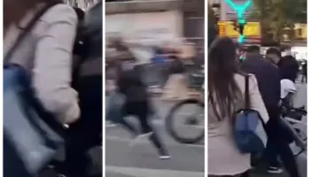 VIDEOLAJM/ Momenti kur studentët guximtarë i pëgjigjen dhunës policore, rrëzojnë në tokë efektivin dhunues