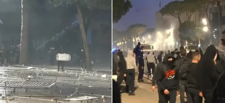 Vijon përplasja mes protestuesve dhe Policisë në bulevard, ‘lumë gurësh’ drejt tyre! Efektivët përgjigjen me gaz