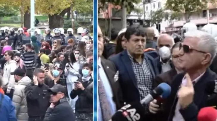 Vijon protesta para Kuvendit, studentët dhe pedagogët heqin gardhin metalik dhe qëndrojnë përballë policisë